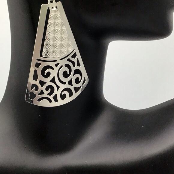 925 Sterling Silver Triangle Filigree Dangle Hook Earrings Women’s - Picture 8 of 12